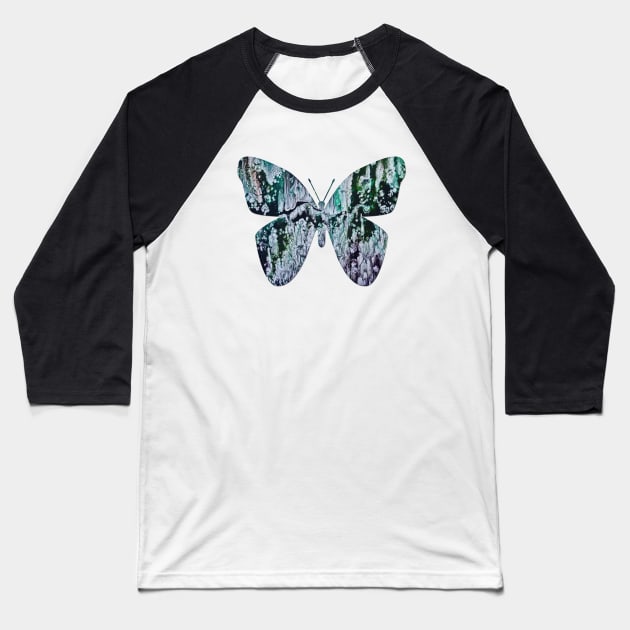 Paint Poured Butterfly 2 Baseball T-Shirt by Klssaginaw